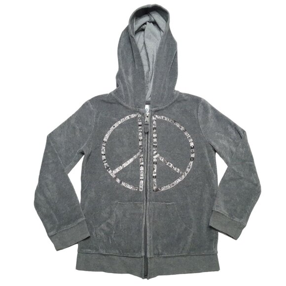 Circo Other - Circo Hoodie Girls Small 6 Gray Full Zip Up Fleece Peace Sign Pockets